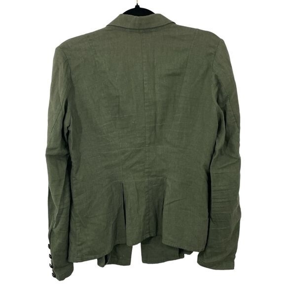 Free People Women's Cinched Waist Double Breasted Blazer Green Small Military - Picture 2 of 10
